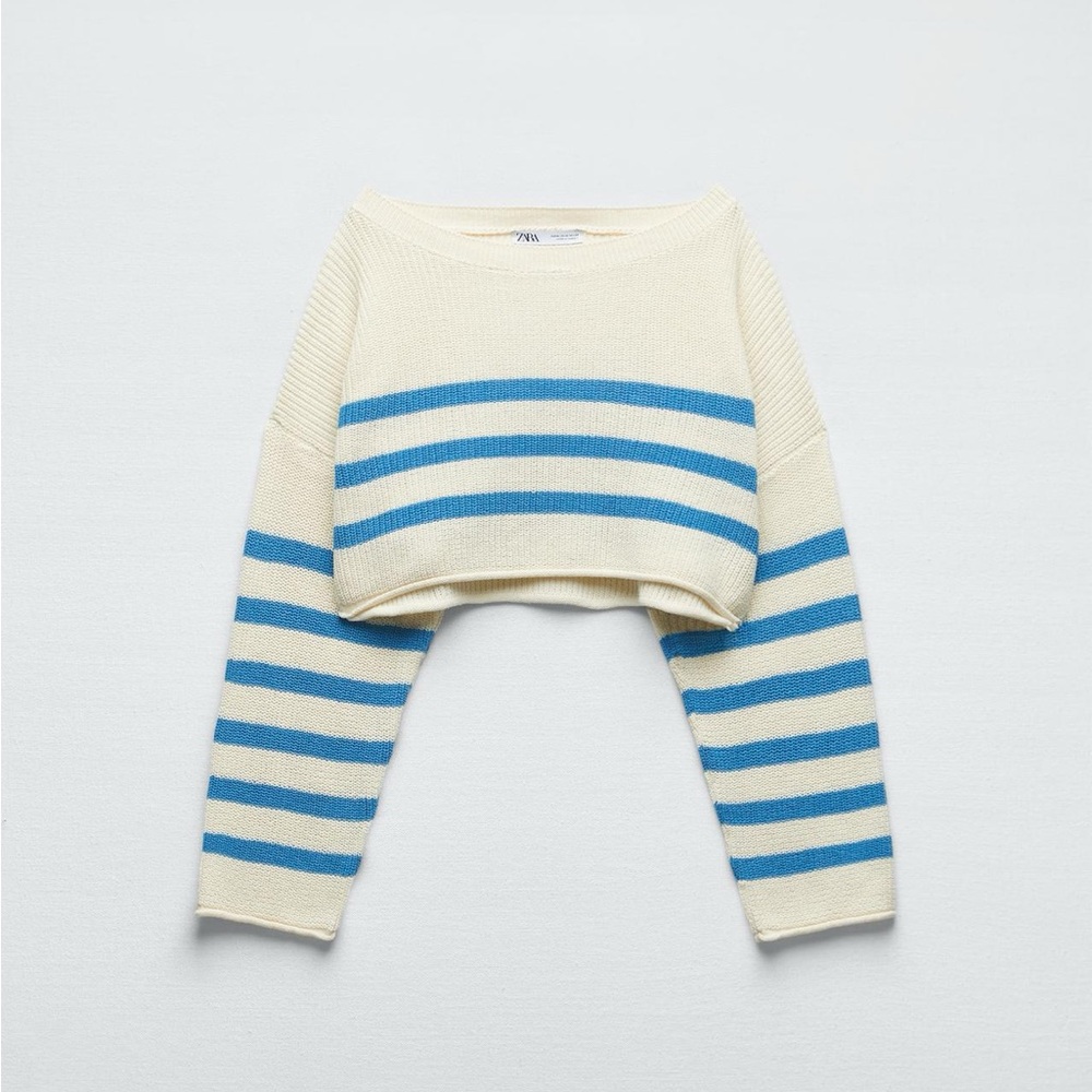 Zara Striped Cropped Knit Sweater